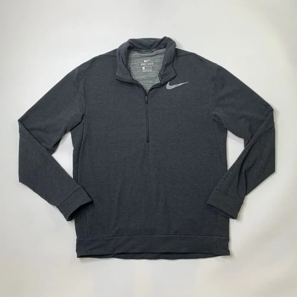 Nike Shirt Mens M Medium Charcoal Dri Fit Half Zip Pullover Training Running
